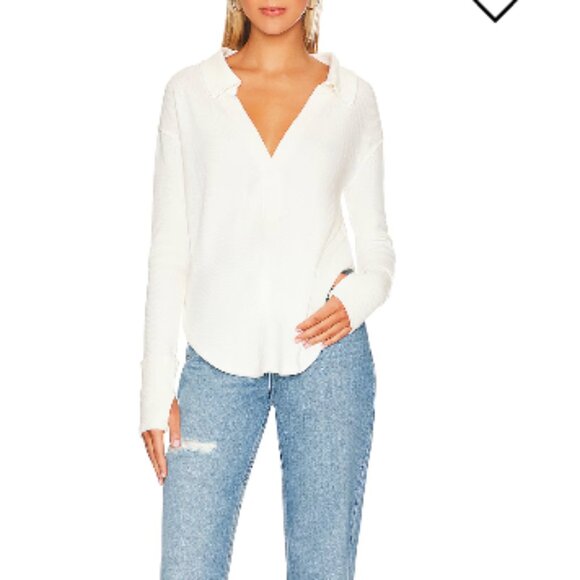 Free People Anakin Thermal Top Ecru White Size Small - Picture 2 of 10